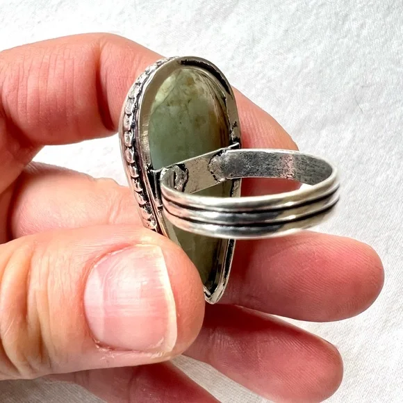 925 Moonwater AQUAMARINE Teardrop Ring 7.5 - Picture 6 of 8